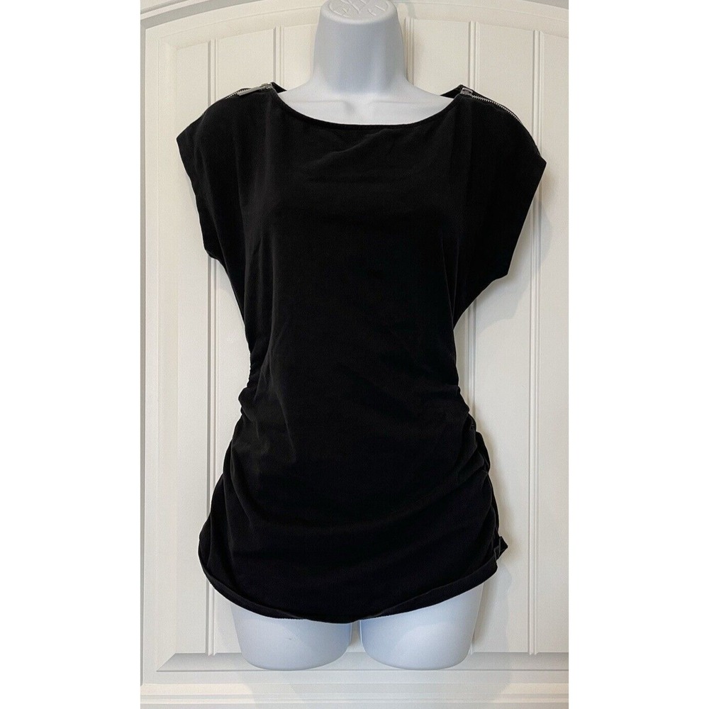 Michael Kors Womens Size Medium Black Scrunch Sides‎ Tee Shirt Top
